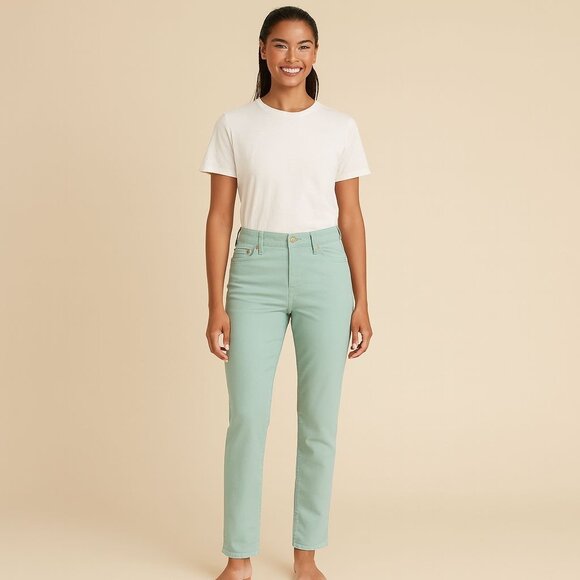 Tory Burch Alexa Cropped Skinny Jeans Womens 28 Mint Green Designer Denim Pants - Picture 5 of 11